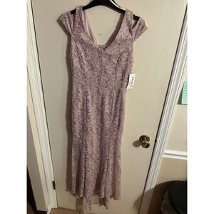 Alexa B Nites Women's Lace Sequin Cold Shoulder V Neck Mermaid Gown Dress 10